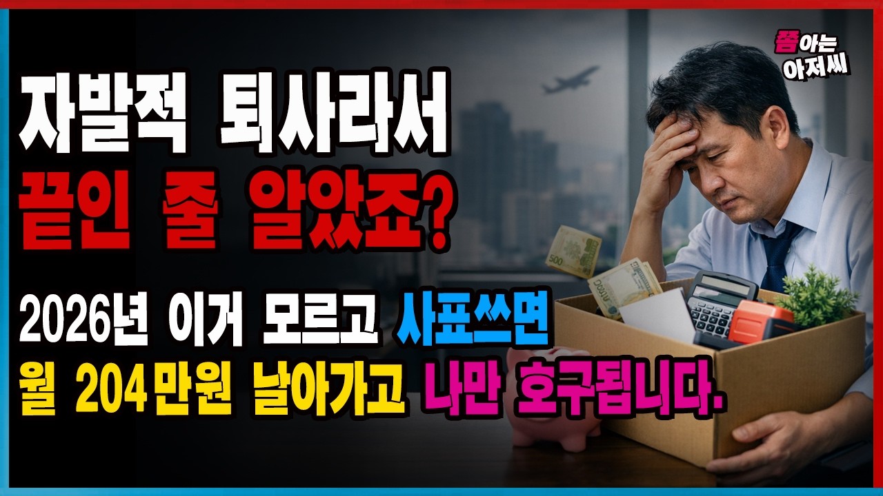 [속보] 2026년 내발로 퇴사해도 실업급여 가능! 이것 안 하고 회사 먼저 그만두면 월 204만원 말짱 도루묵.