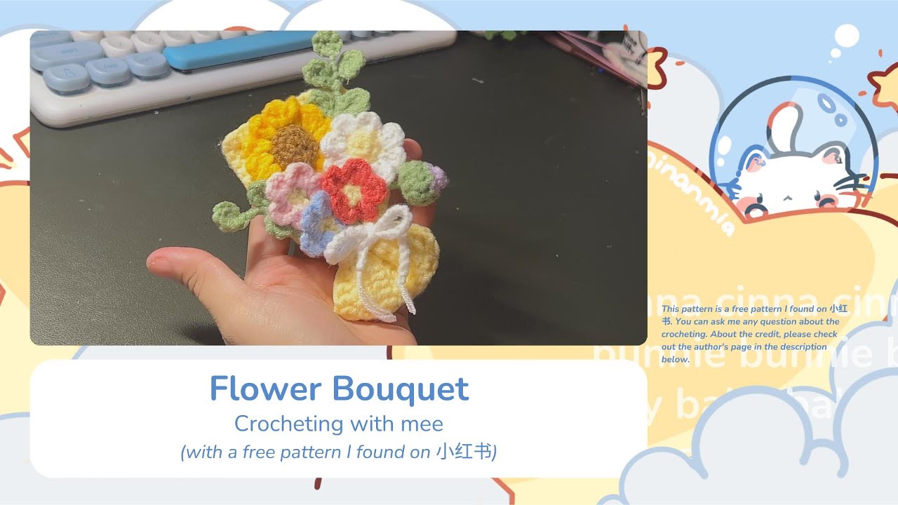 Flower Bouquet - Crocheting a free pattern with me (Vlog)