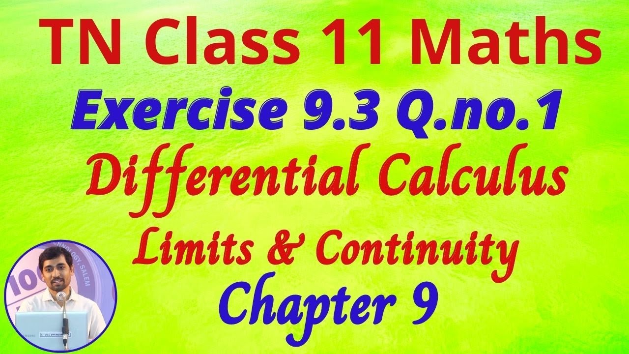 11th Maths | Exercise 9.3 Q.No.1 | Limits and Continuity | Tamil Nadu New Syllabus