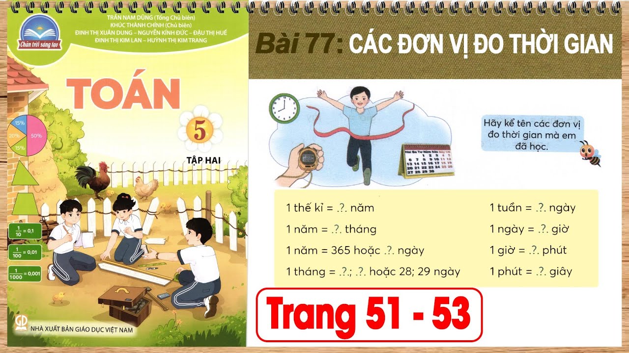 Toán 5 chân trời sáng tạo tập 2 trang 51 bài 77 - Các đơn vị đo thời gian