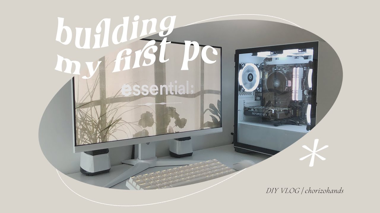 building my first pc 🐣 minimalist desk setup + aesthetic white build | shopee haul 📦 unboxing