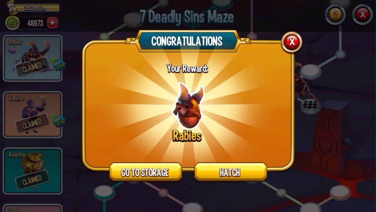 Monster Legends - Seven Deadly Sins Maze island unlock all
