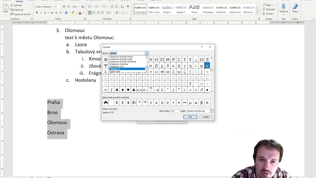 MS Word - odrážky a číslování