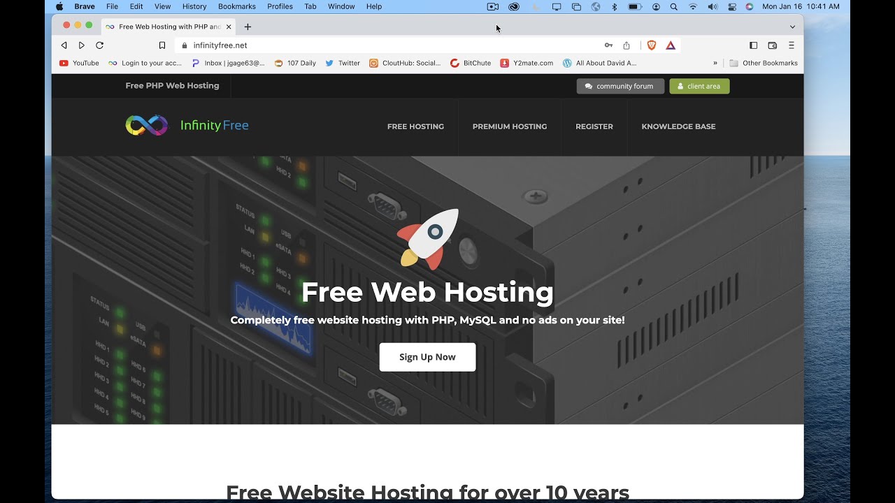 Creating a new InfinityFree account and website