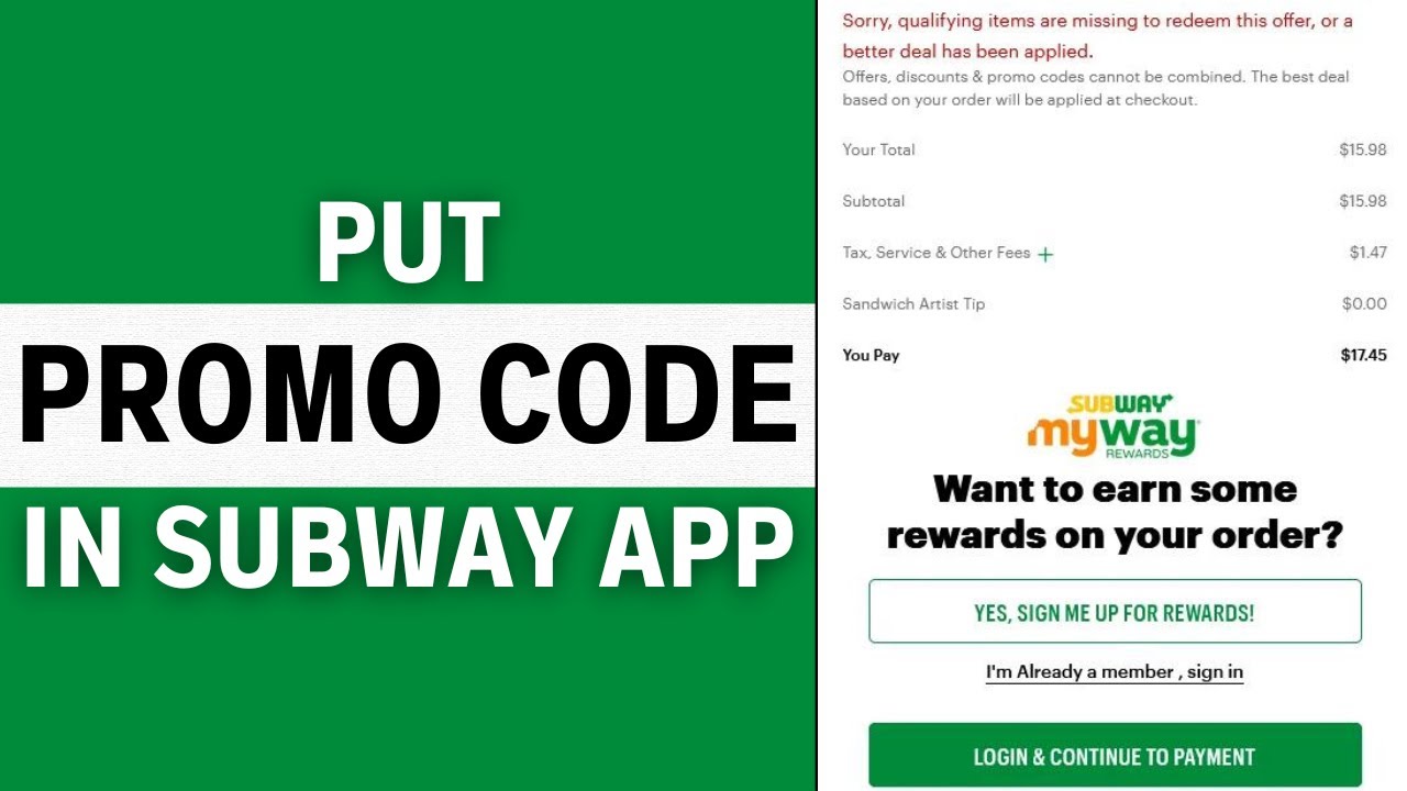 How to Put Promo codes in Subway App 2024 - Complete Guide