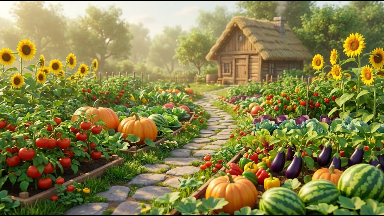 Tranquil Vegetable Garden Walk 🍀 | Calm Nature & Fresh Greens