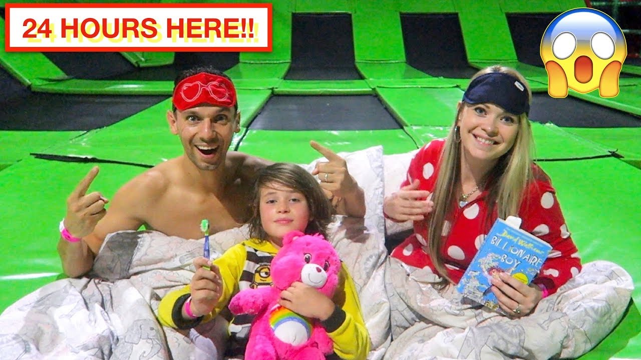 24 HOURS OVERNIGHT IN A TRAMPOLINE PARK!