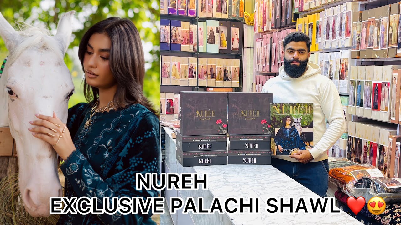 NUREH EXCLUSIVE PALACHI SHAWL WITH PEACH LEATHER UNSTICHTED COLLECTION 25 | WINTER COLLECTION 25