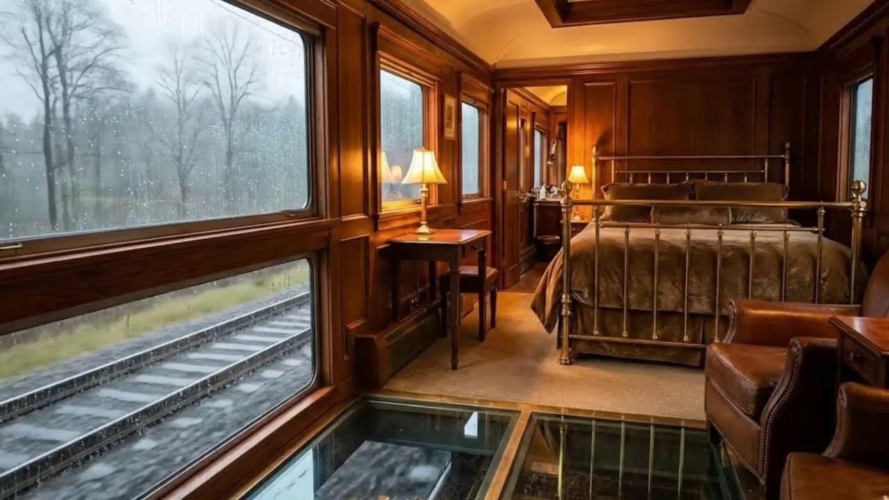 I booked a vintage sleeper train with a glass floor. (Rain & Track Sounds)