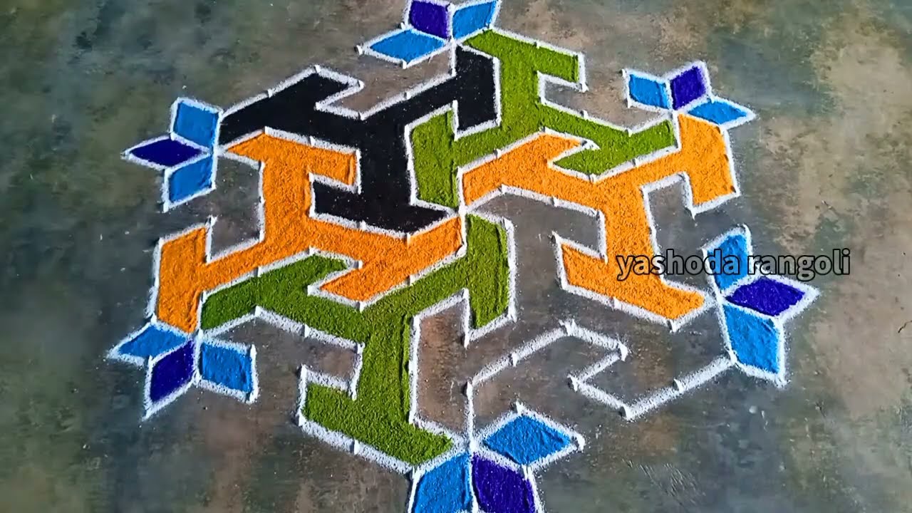 Very beautiful rangoli🌺 13+7 dots simple easy🌺 rangoli design