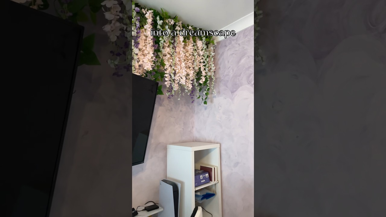 DIY Hanging Wisteria Wall #diy #bridgerton #wisteria #bedroommakeover #homedecor
