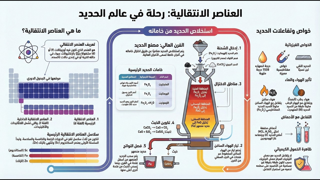 كيمياء الثالث الثانوي ملخص العناصر الانتقاليِة الوحدة الأولى