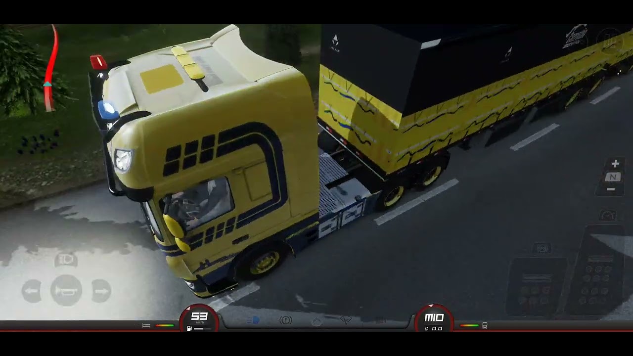 Truckers of europe 3 testando a física dos acessórios de cabine em uma viagem para Aroilo 