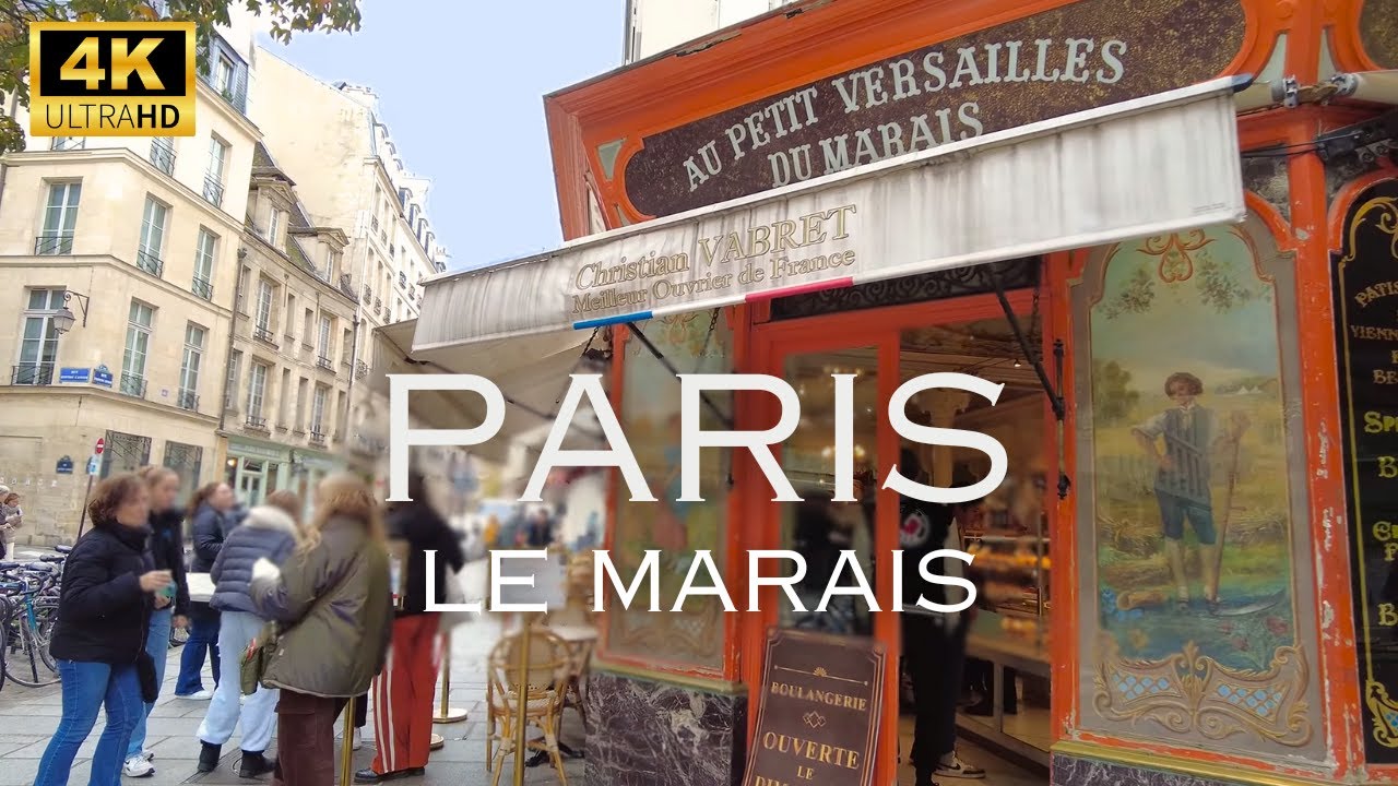Paris Walking Tour in Le Marais | Calm Street Walk [4K]