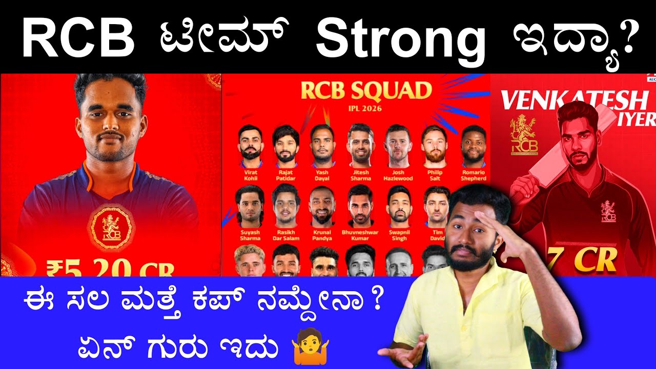 RCB Auction 2026 🔥 Full Squad, Bought Players & Shocking Picks | RCB Team Updates Kannada