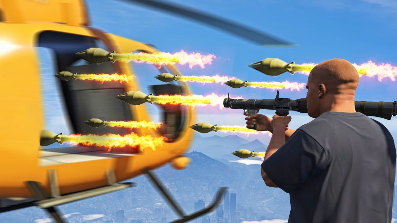 1000 ROCKETS THROUGH HELICOPTER! (GTA 5 Funny Moments)