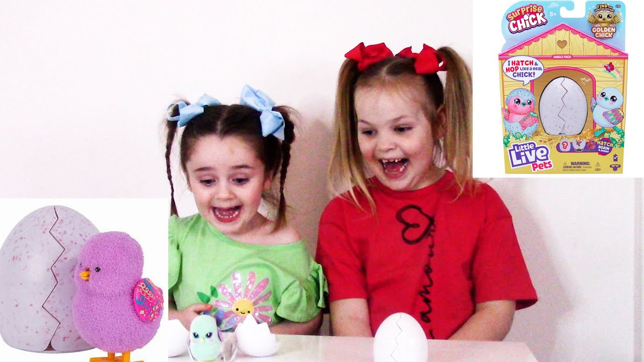 Erin and Lilly Mae play with Surprise Chicks Little Live Pets - Toy unboxing