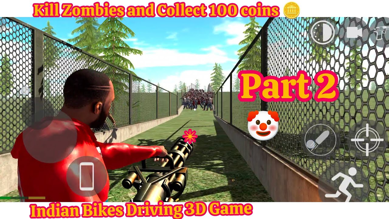 Kill Zombies and Collect 100 coins 🪙 part-2 # Indian Bikes Driving 3D # masin gun se marana 