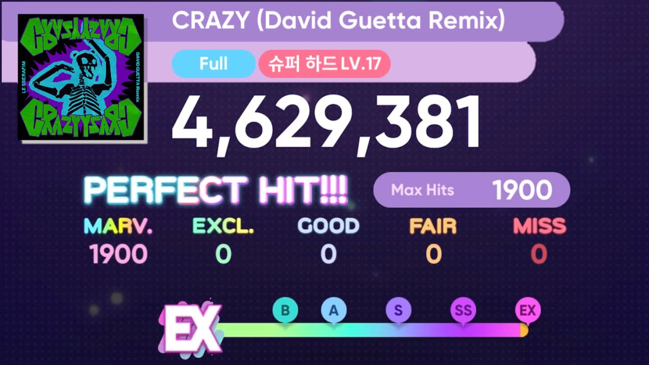[Rhythm Hive] LE SSERAFIM - CRAZY (David Guetta Remix) (Super Hard) ALL MARVELOUS