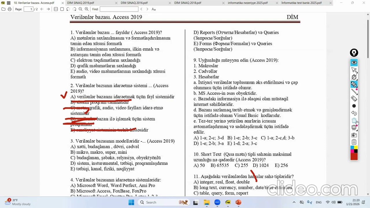 PowerPoint+Access+Sinaqlar