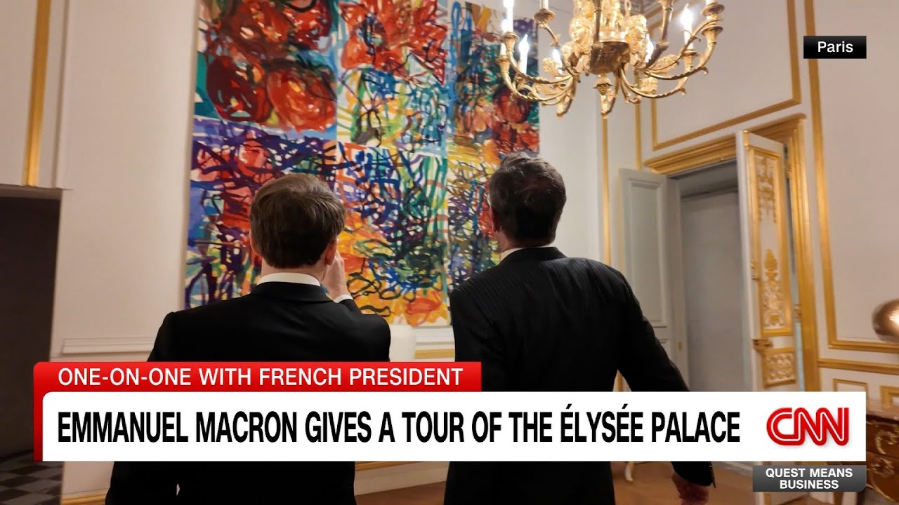 Emmanuel Macron Shows Richard Quest the Artwork on Display at the Élysée Palace
