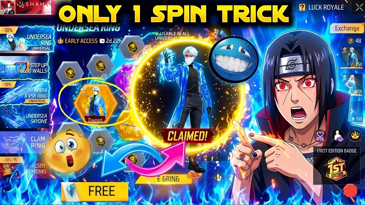 Free Fire Undersea Ring Event 1 Spin Trick 😱 | Guaranteed Grand Prize Trick 💎 | Luck Royale 