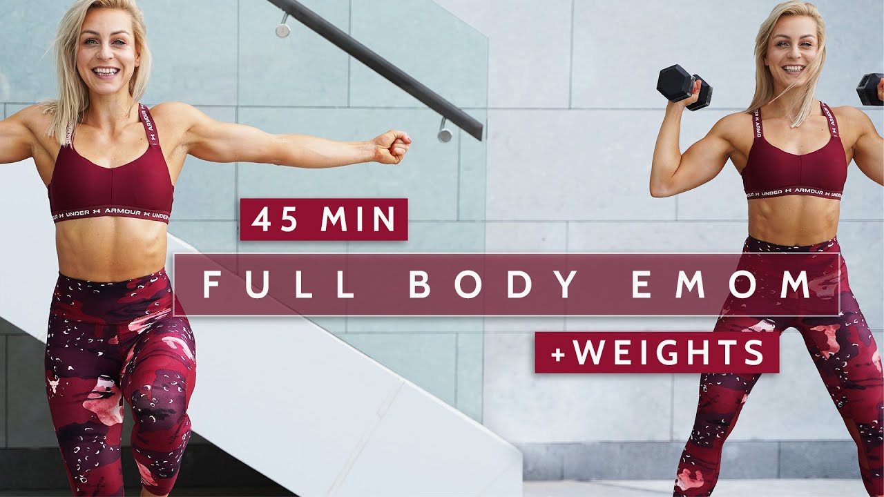 DAY 18 RISE & SHINE - 45 MIN FULL BODY DB EMOM WORKOUT - Strength + HIIT | Super Sweaty