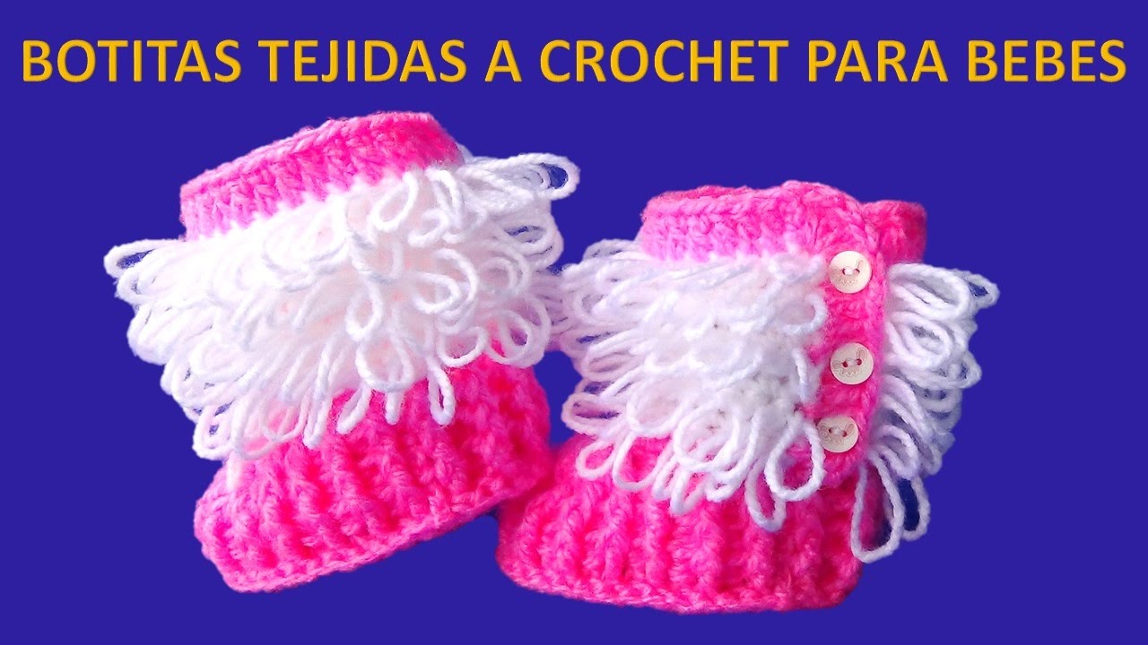 Botitas tejidas a crochet paso a paso para bebe de 0 a 6 meses en punto Bucle y Relieves