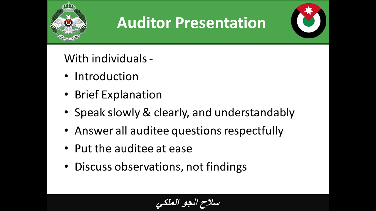Quality assurance and auditing skills  Auditor & Auditee Responsibilities part14