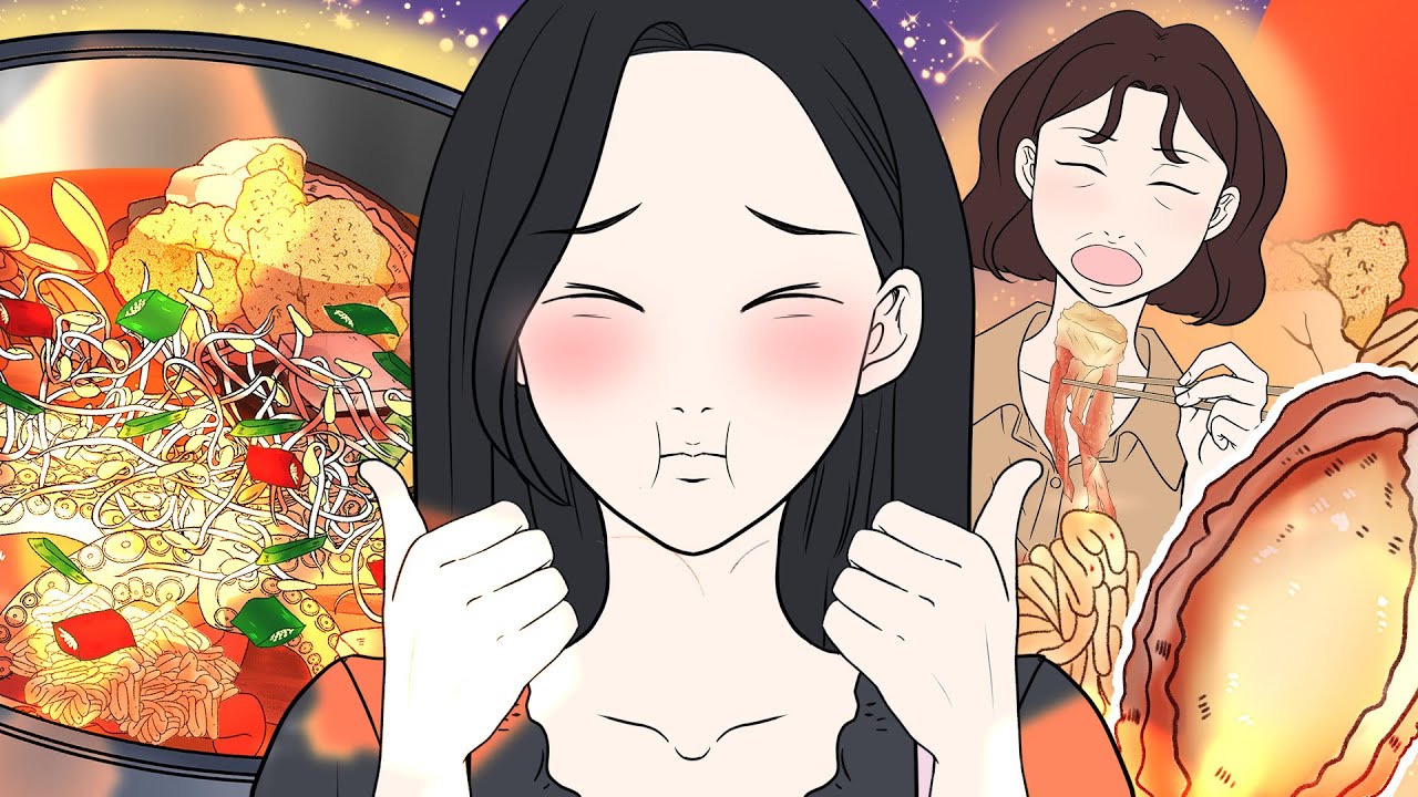 korean seafood stew: haemultang / mukbang asmr animation / spicy food / octopus, shrimp