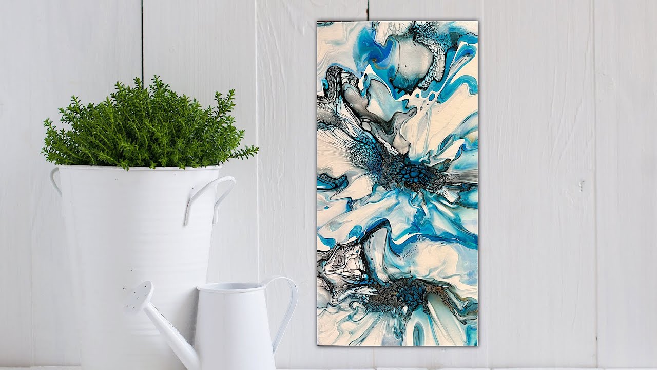 076 ALL BLUES! Gorgeous results!!! /fluid art/fluid acrylic&rsquo;s/ bloom technique/