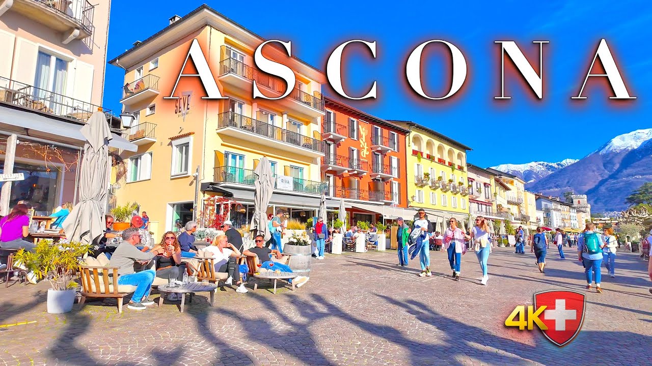 SWITZERLAND ASCONA 🇨🇭 Charming City Walking Tour / Promenade,  Shopping & Old town / Lake Maggiore