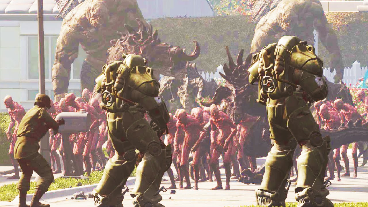 Wasteland Creatures Invade Pre-War Sanctuary! - Fallout 4 NPC Battle