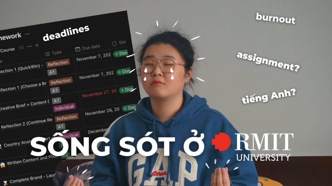 HOW I SURVIVE MY FIRST YEAR AT RMIT? | sự thật về sinh viên RMIT | burn out, tiếng Anh, deadline |P1