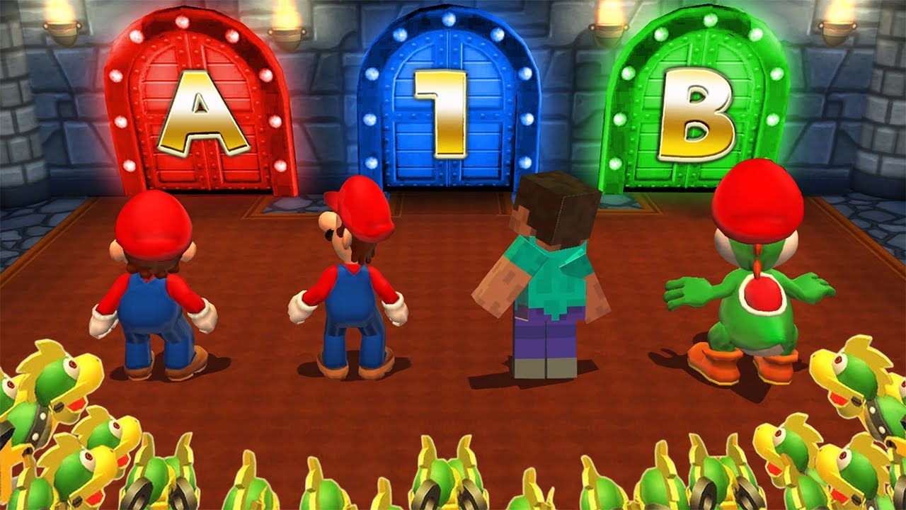 Mario Party 9 Minigames - Mario Vs Luigi Vs Steve Vs Yoshi (Master Difficulty)