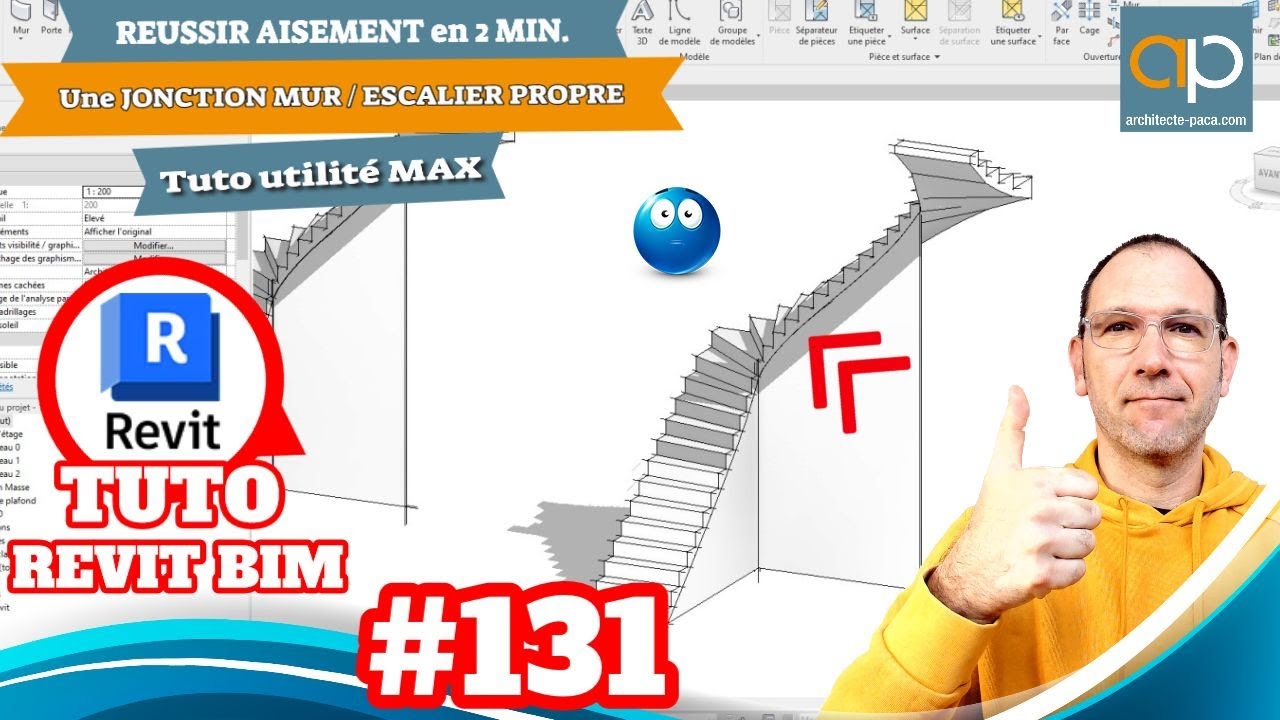 Jonction mur escalier REVIT tuto gratuit n°131