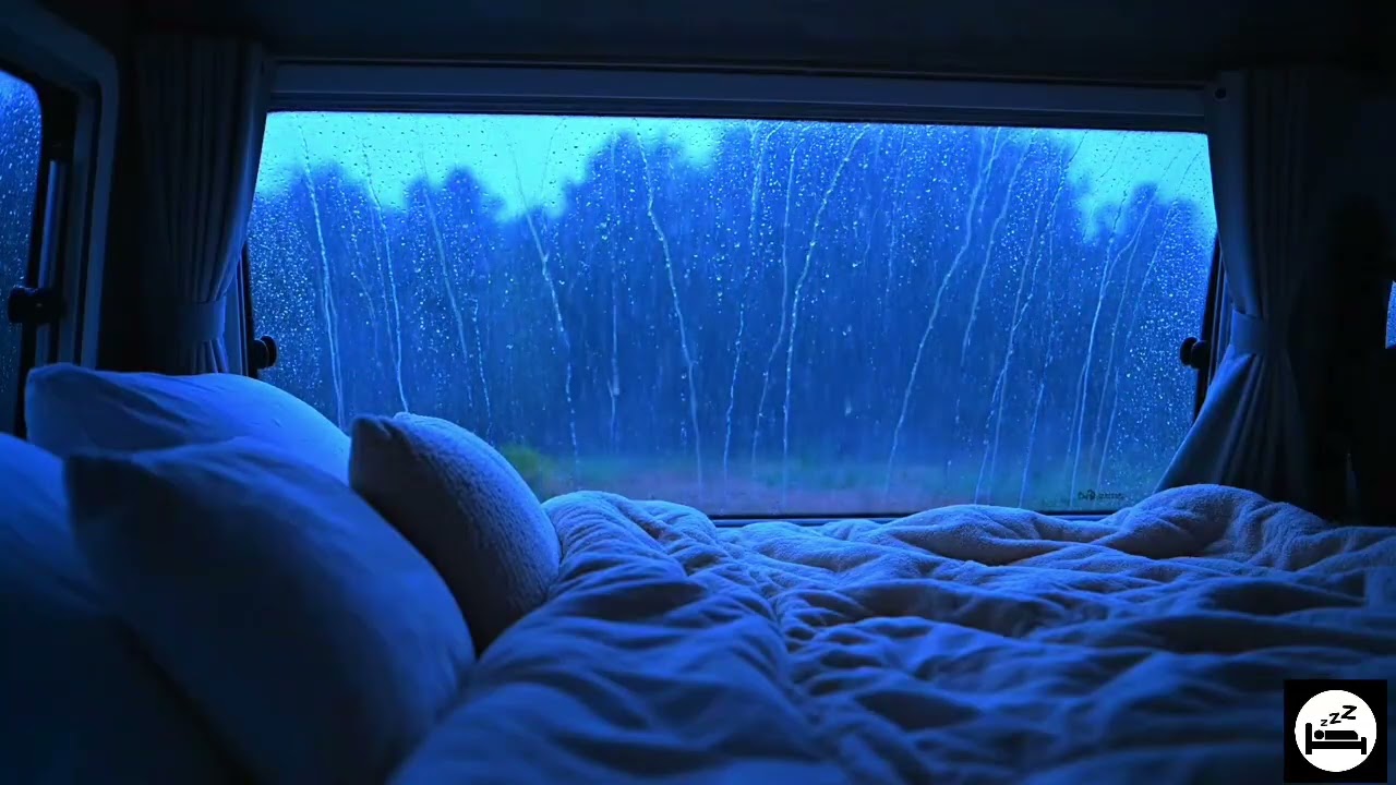 heavy rain on car window for deep sleep #1 4 Hours