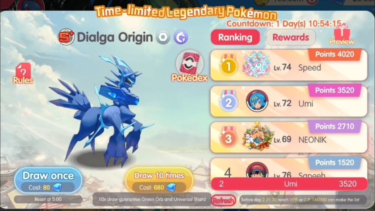 |RISE OF ELF|F2P 4K POINTS BID ORIGIN DIALGA