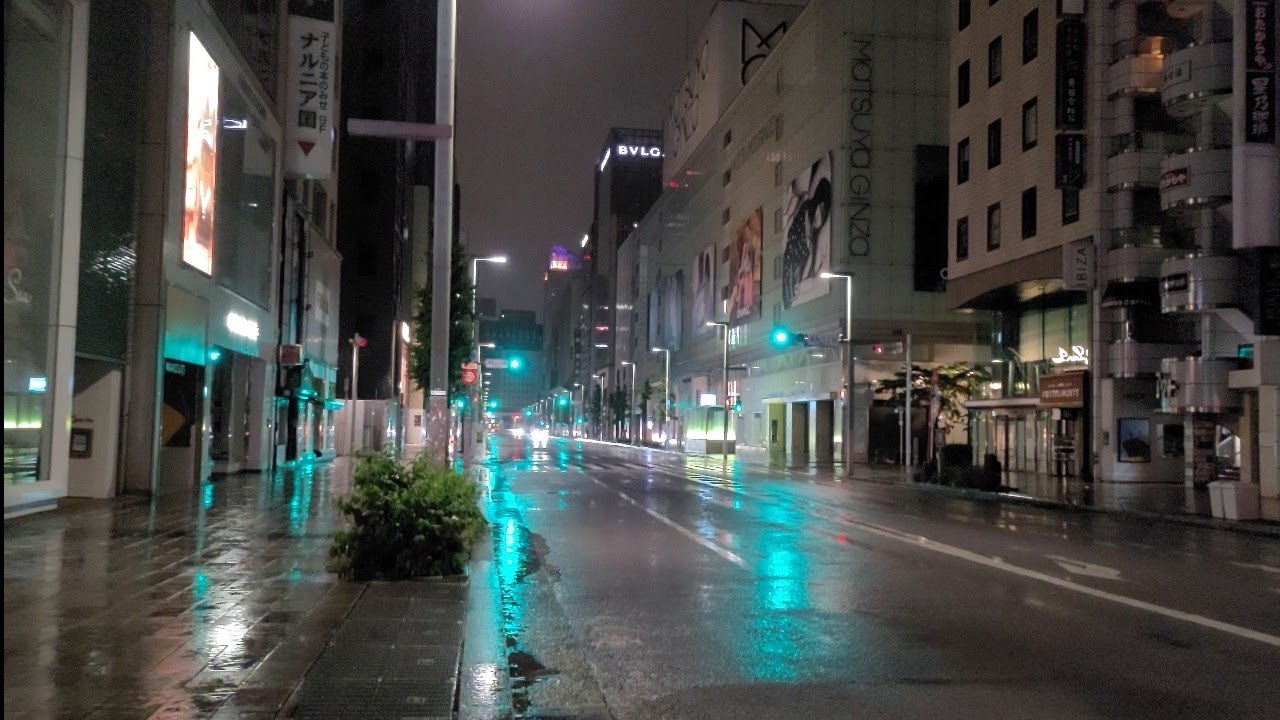 【東京 夜 散歩】【雨】【銀座】2023年5月　午前3時  ASMR    日本 深夜旅行