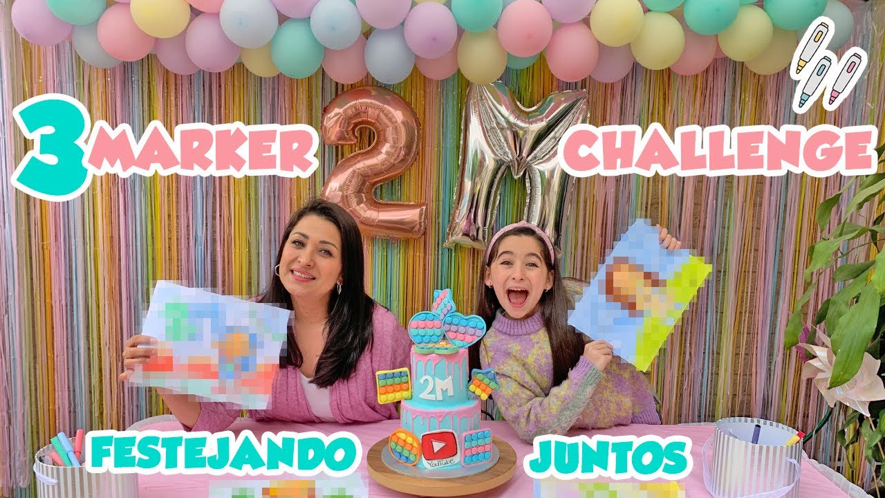 YA SOMOS 2 MILLONES !!  🎉 /FESTEJAMOS COLOREANDO CON EL 3 MARKER CHALLENGE #LARACAMPOS 💓