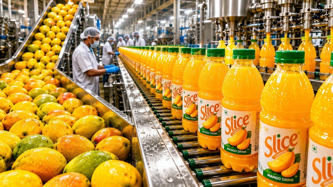 Inside Slice Mango Juice Factory | How Slice Mango Juice Is Made Step by Step