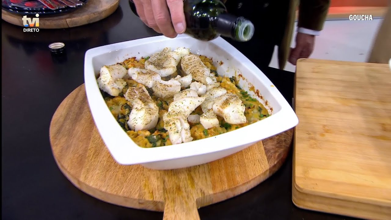 Rui prepara bacalhau com puré de grão e espinafres | Goucha