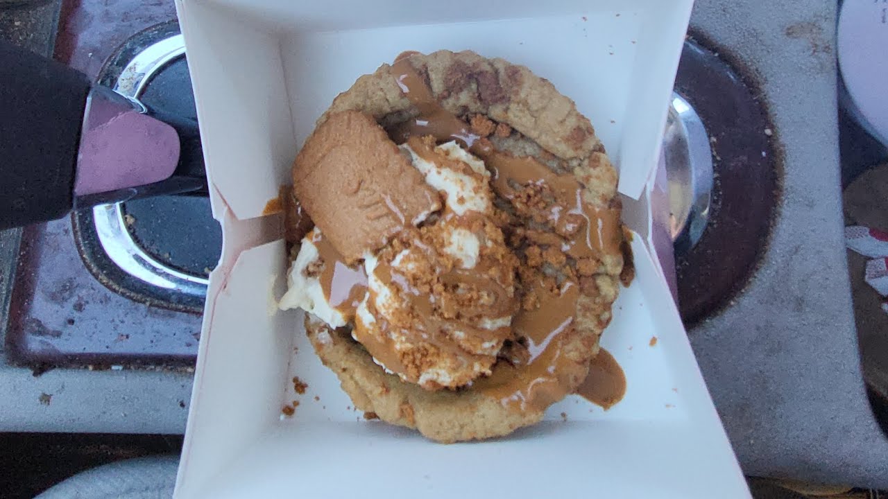 Trying new crumbl biscoff skillet cookie