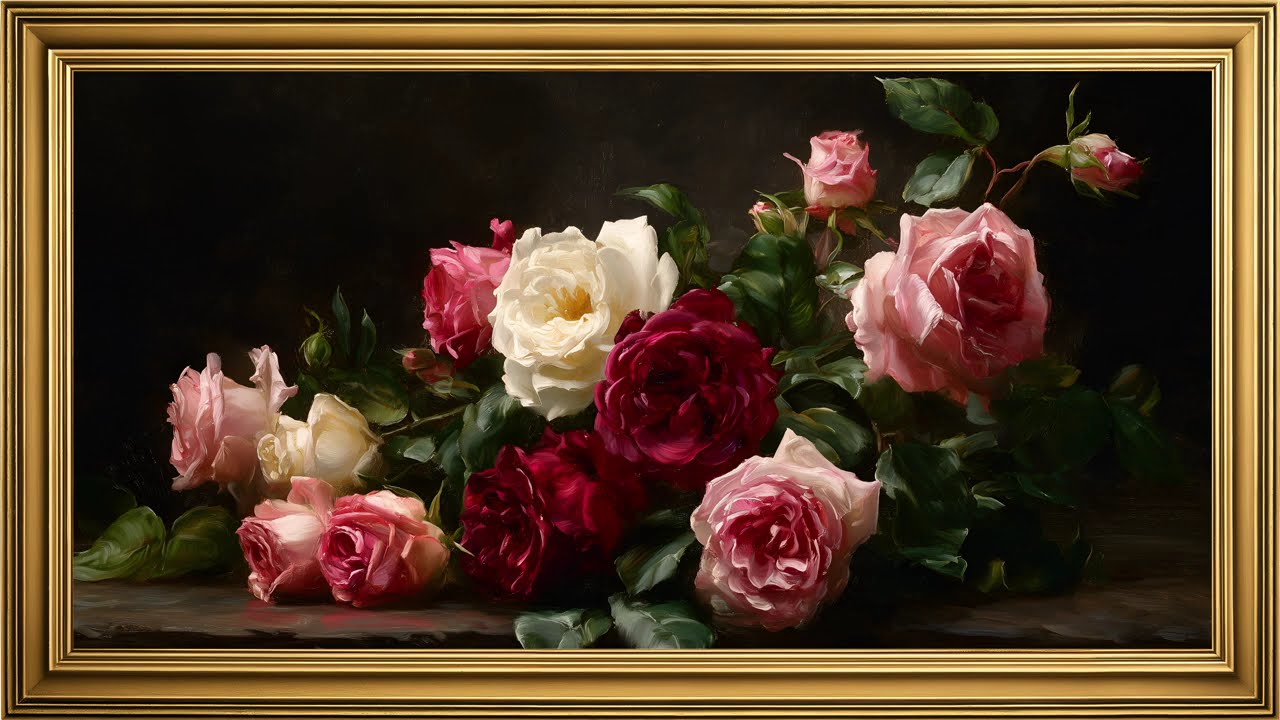 Oil Flower Paintings with Soft Piano 🌸 1 Hour of Calm & Relaxation
