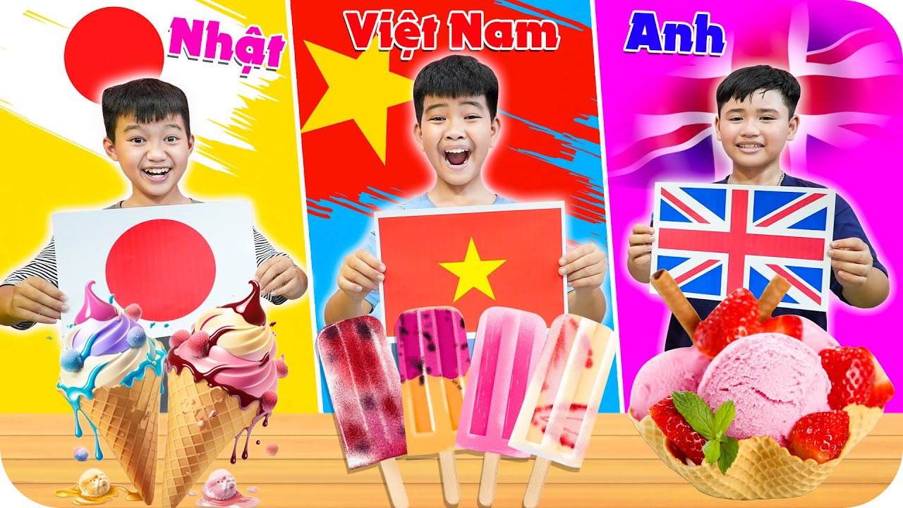 Thử Thách Ăn Kem Theo Lá Cờ Các Nước ♥ Min Min TV Minh Khoa
