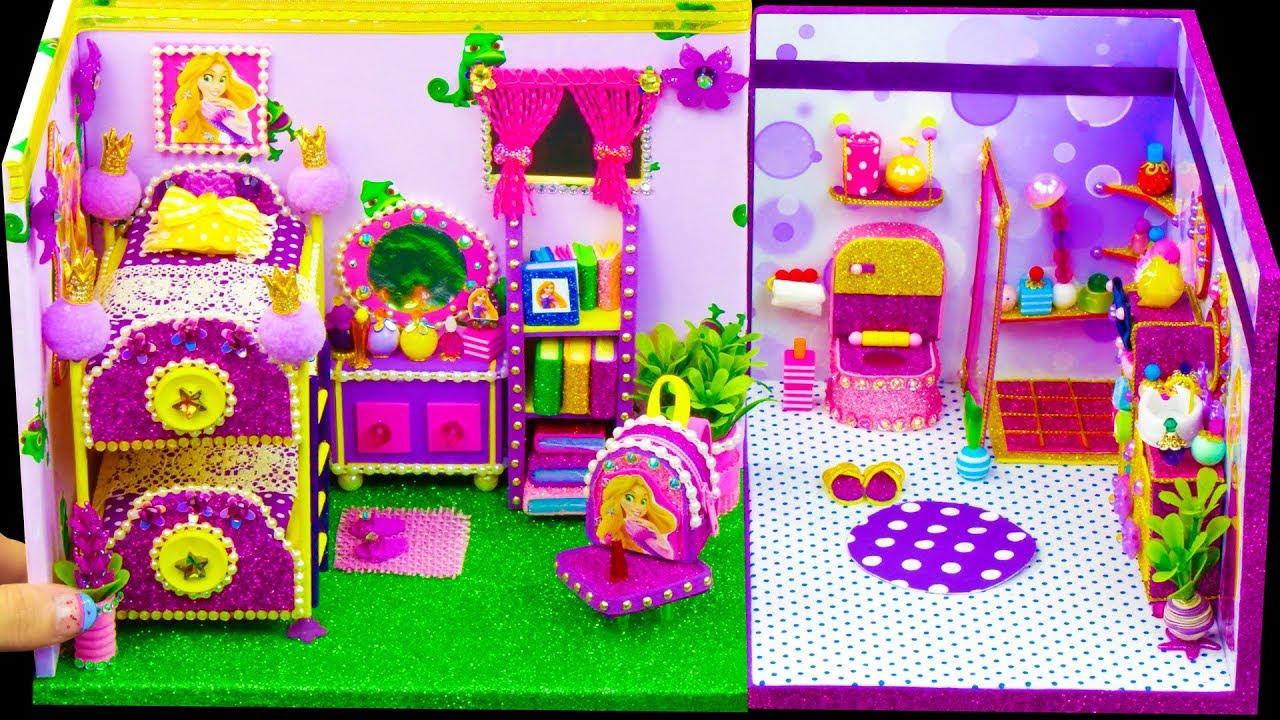 DIY Miniature Rapunzel Dollhouse ~ Bedroom and Bathroom