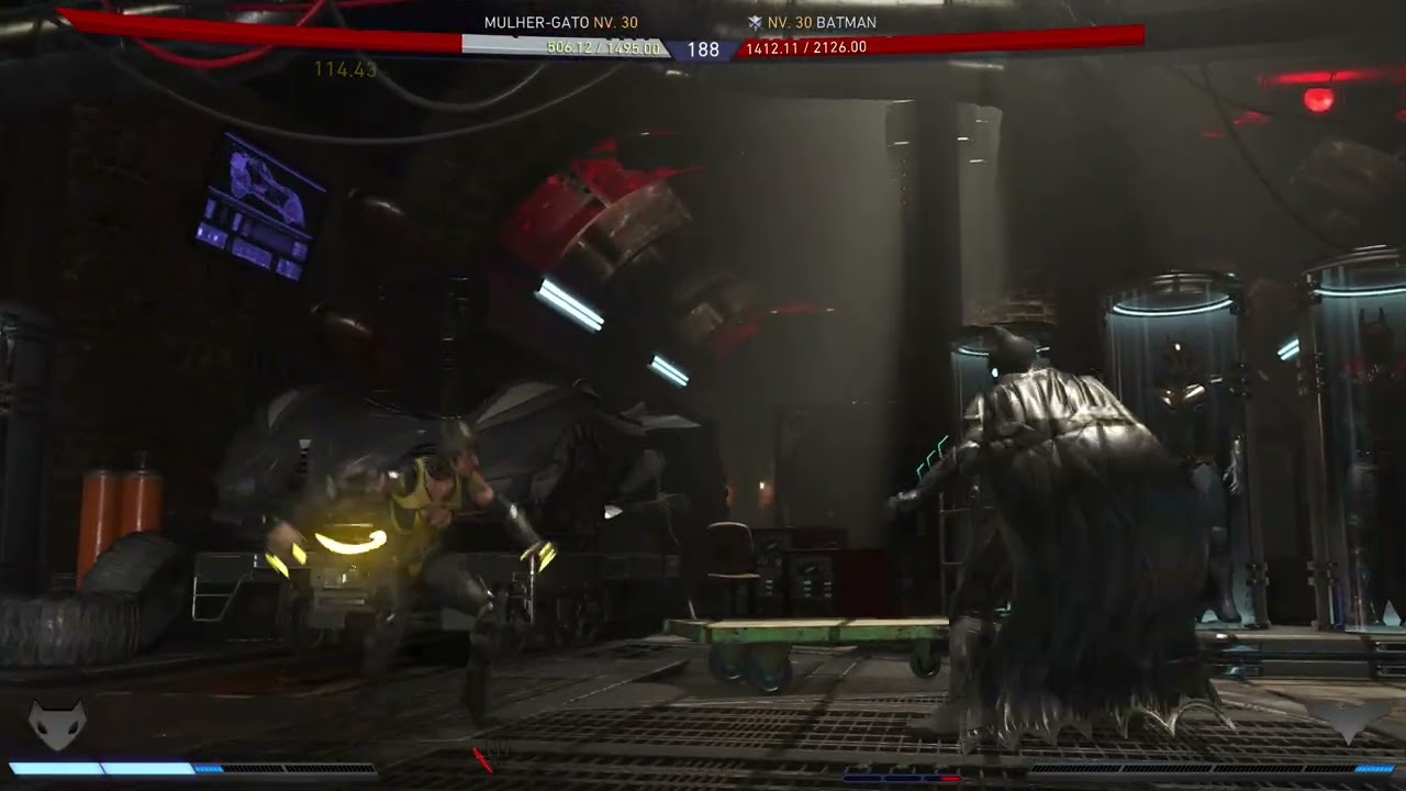 Catwoman vs Batman in Batcave Injustice 2 gear mode