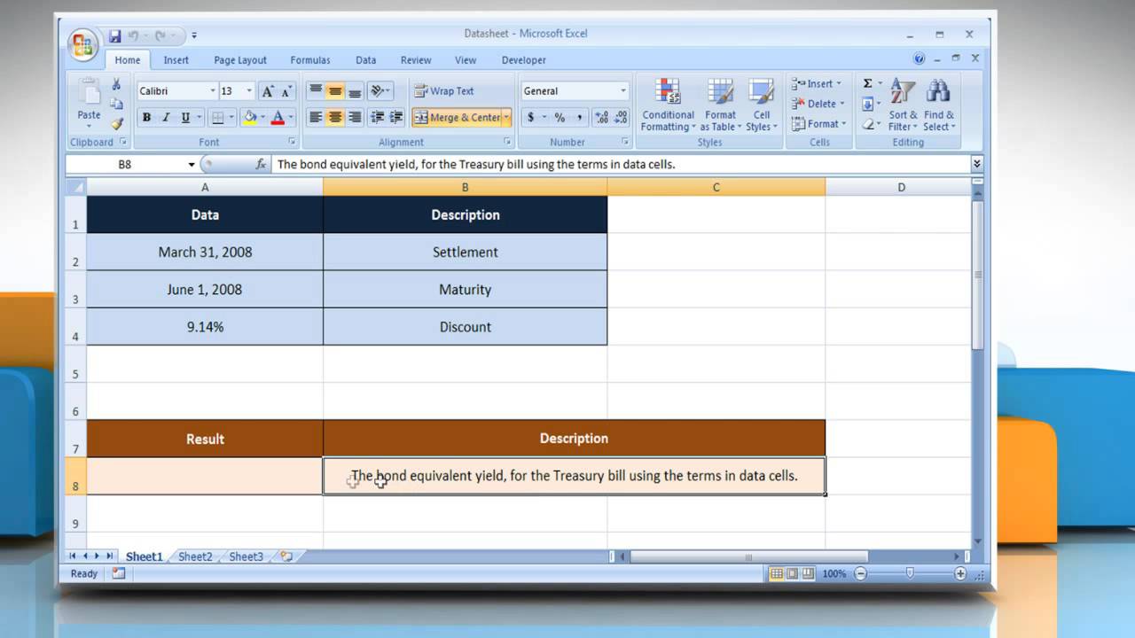 TBILLEQ function in Excel :Tutorial