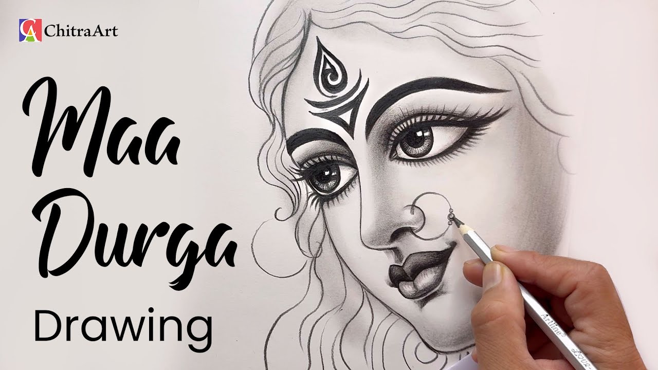 Maa Durga Face Drawing Pencil Shading Step By Step | Happy Durga puja 2025