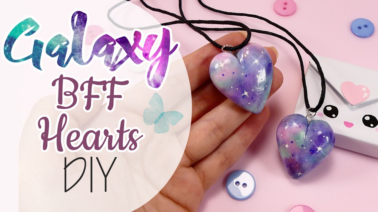 Galaxy Hearts Polymer Clay - FIMO Cuori effetto Galaxy